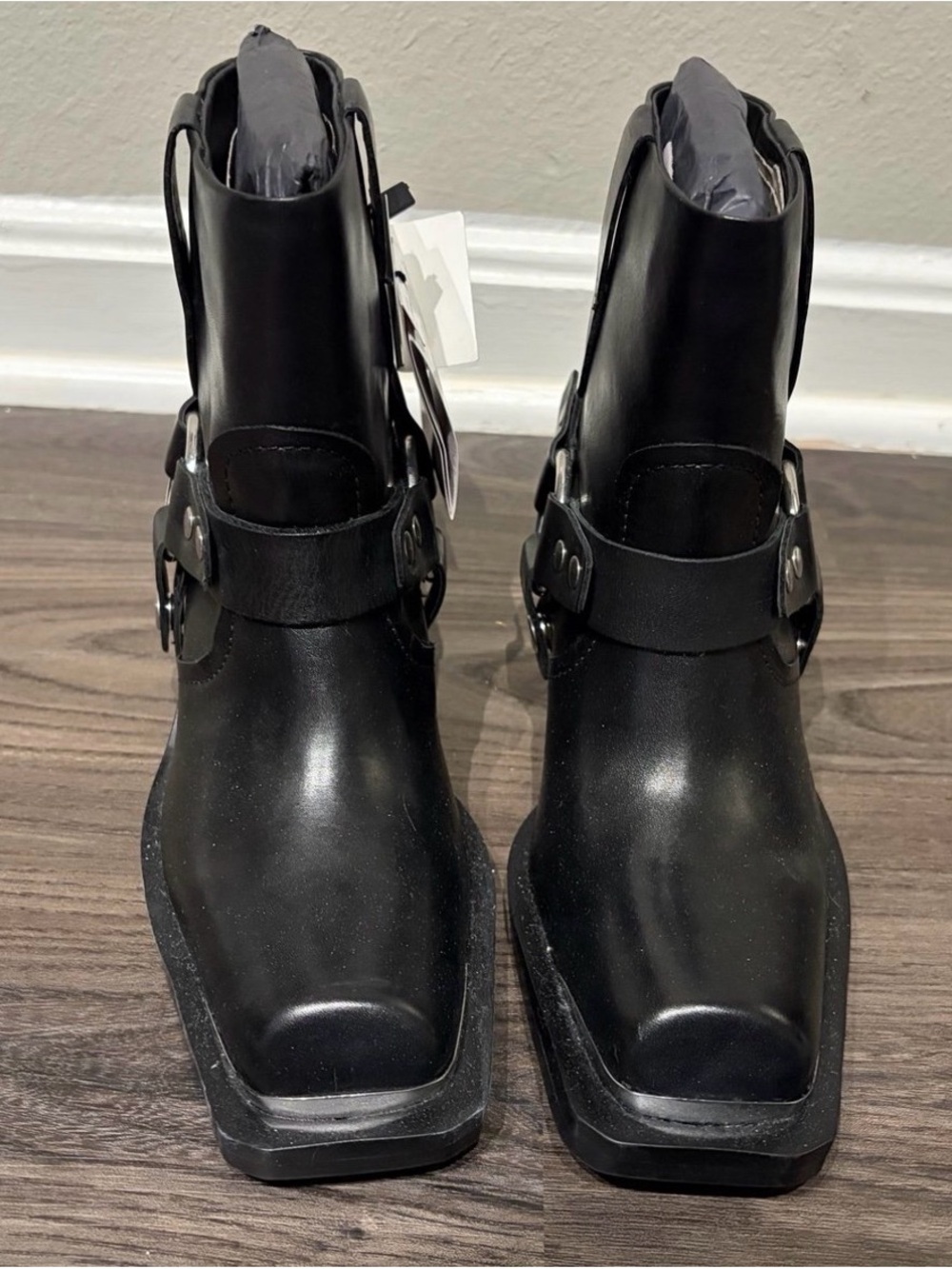 Mango Black Leather Lace-Up Ankle Boots - Picture 6 of 7